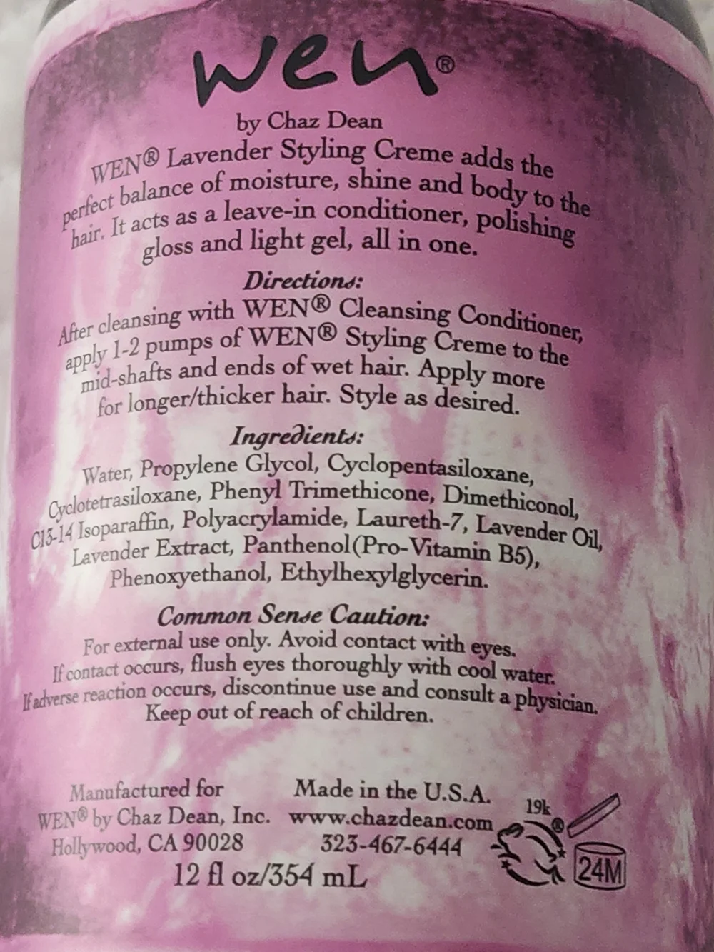 WEN Lavender Styling Creme 12 oz- New Unopened